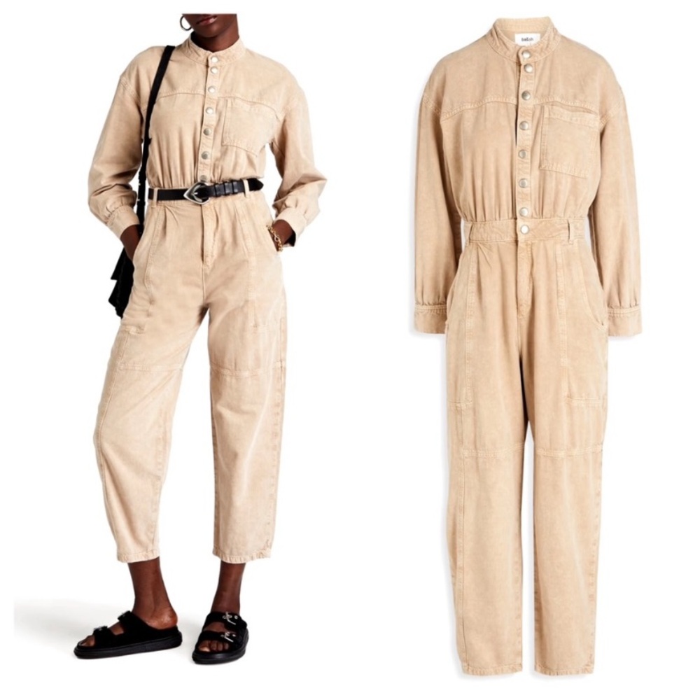 Ba&sh Dincy cropped denim utility jumpsuit